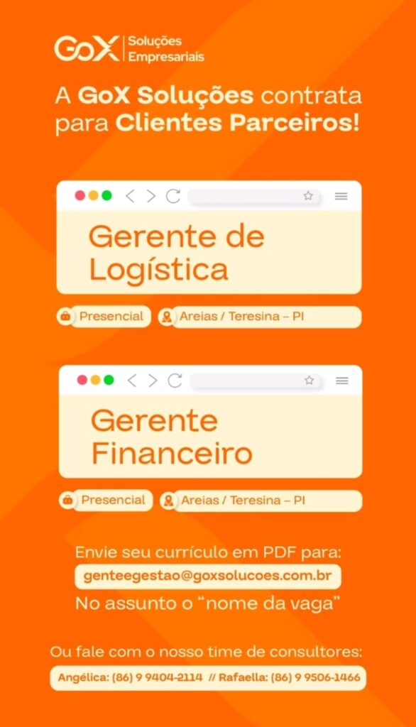 Vagas para Gerente de Logística e Gerente Financeiro