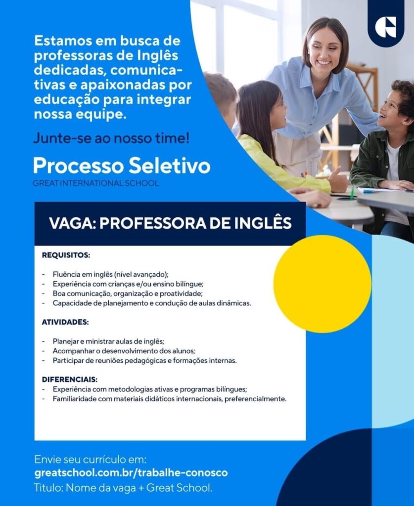 Vagas para Professores de Inglês
