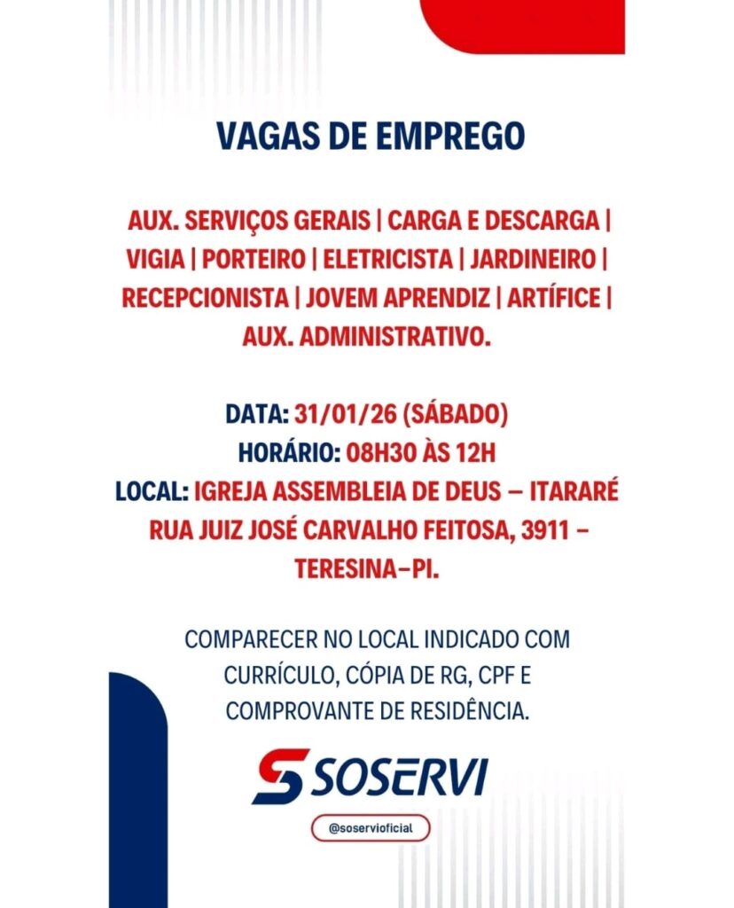 Diversas vagas de emprego 