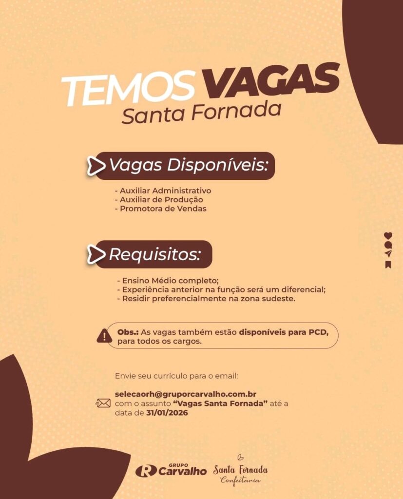 Diversas vagas de emprego