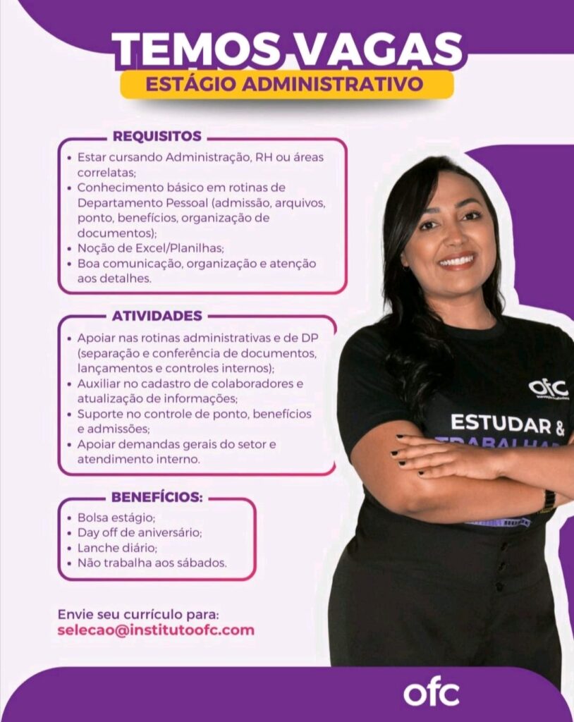 Vaga de Estágio para Administração