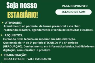 Vaga de Estágio para Administração