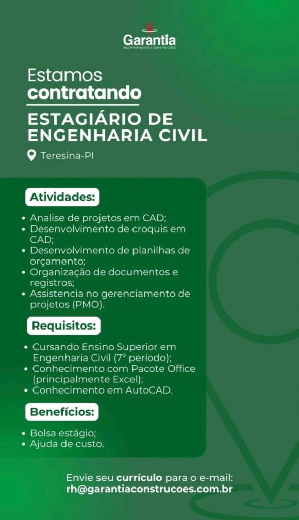 Vaga de Estágio para Engenharia Civil