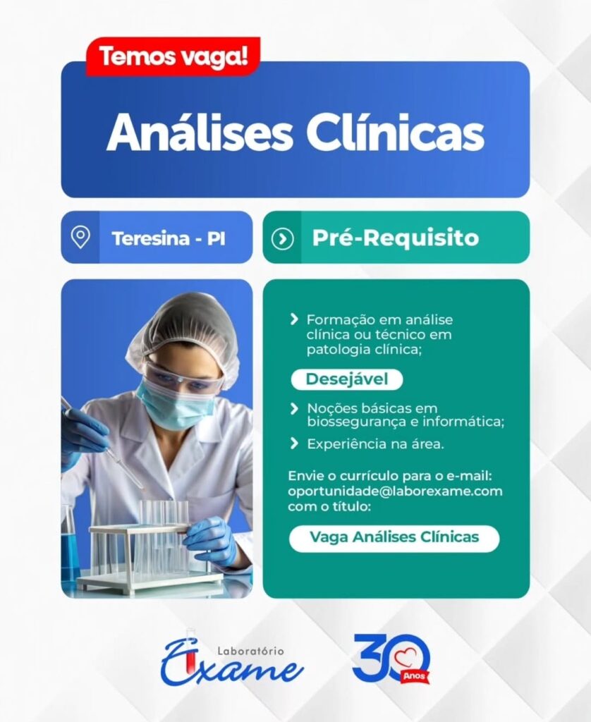 Vaga de emprego para Análises Clínicas