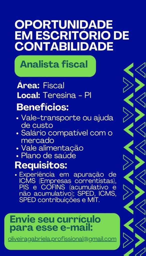 Vaga de emprego para Analista Fiscal