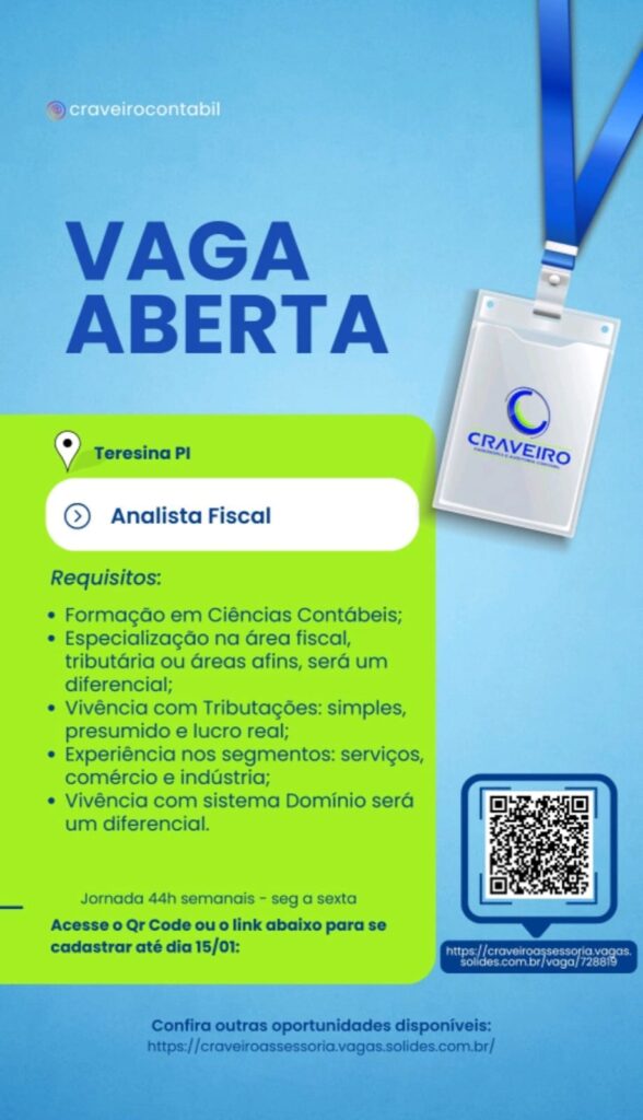 Vaga de emprego para Analista Fiscal