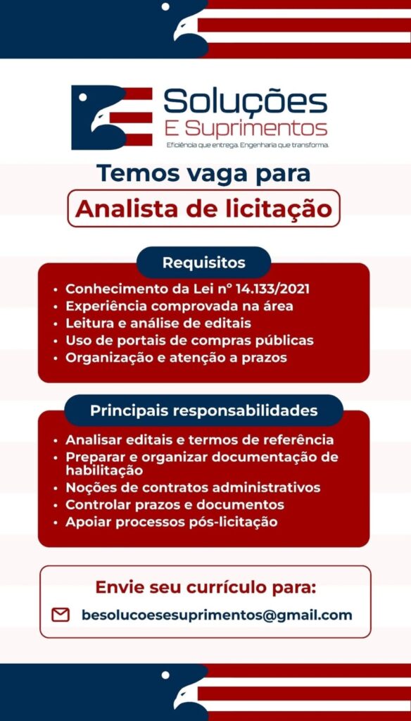 Vaga de emprego para Analista de Licitação em Parnaíba