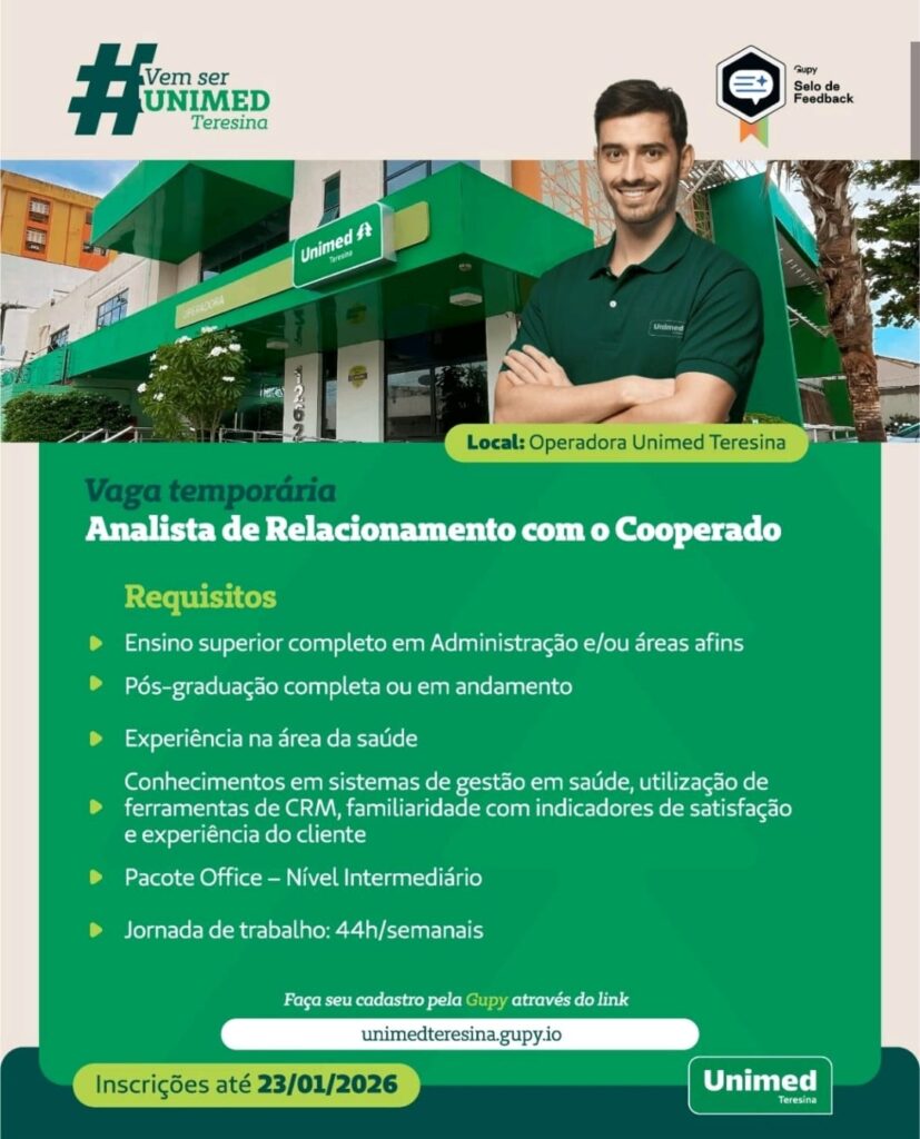 Vaga de emprego para Analista de Relacionamento com o Cooperado