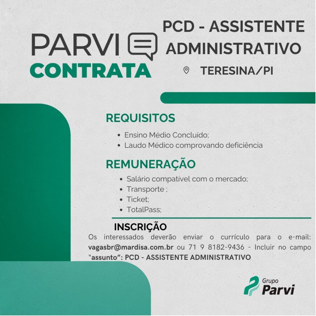 Vaga de emprego para Assistente Adm (PCD)