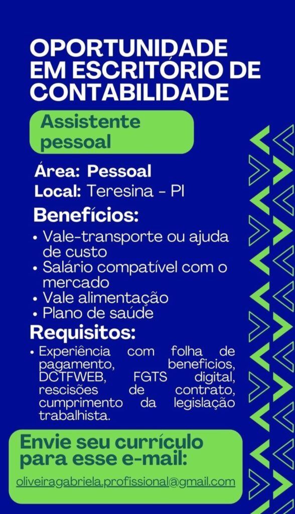 Vaga de emprego para Assistente Pessoal