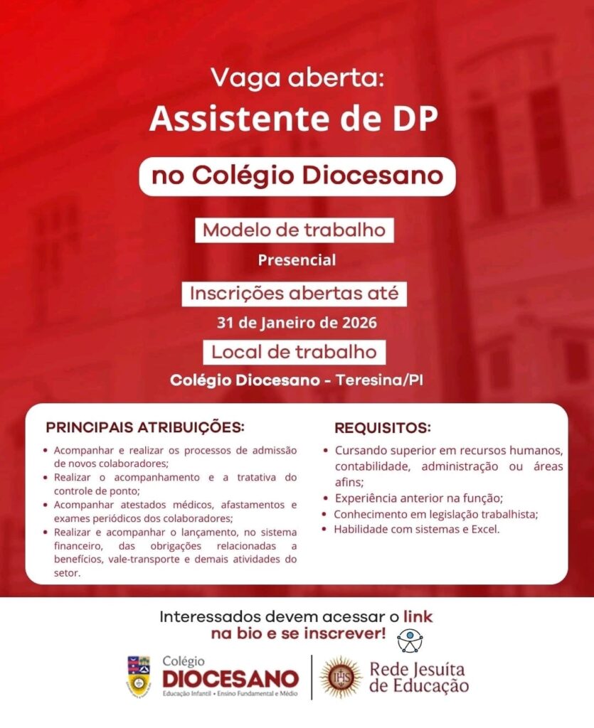 Vaga de emprego para Assistente de DP