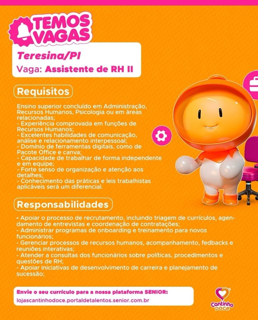 Vaga de emprego para Assistente de RH II