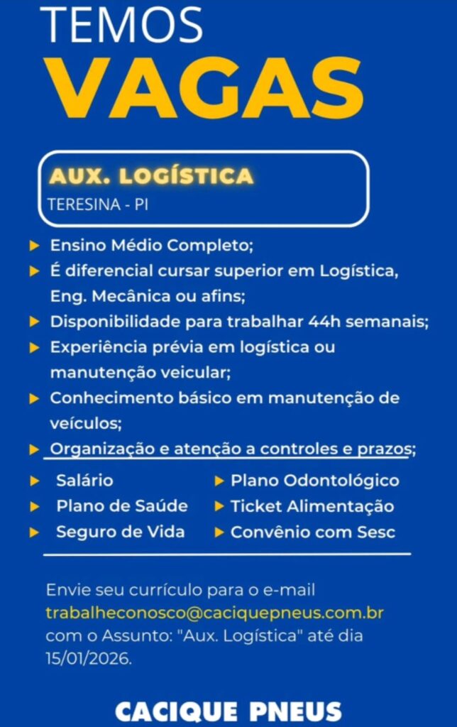 Vaga de emprego para Aux. Logística