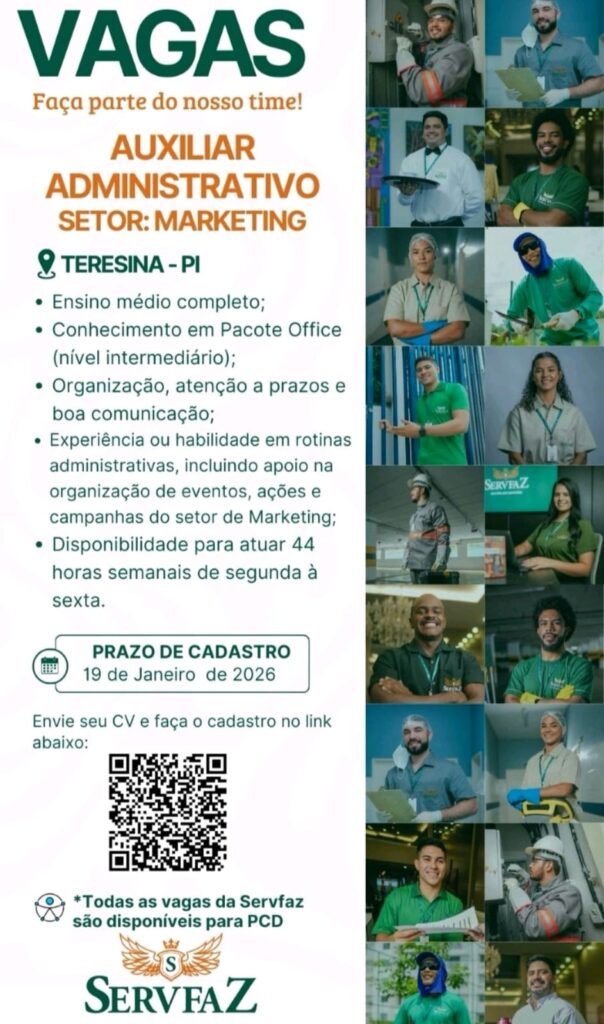 Vaga de emprego para Auxiliar Administrativo