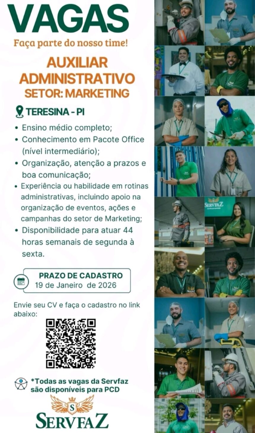 Vaga de emprego para Auxiliar Administrativo