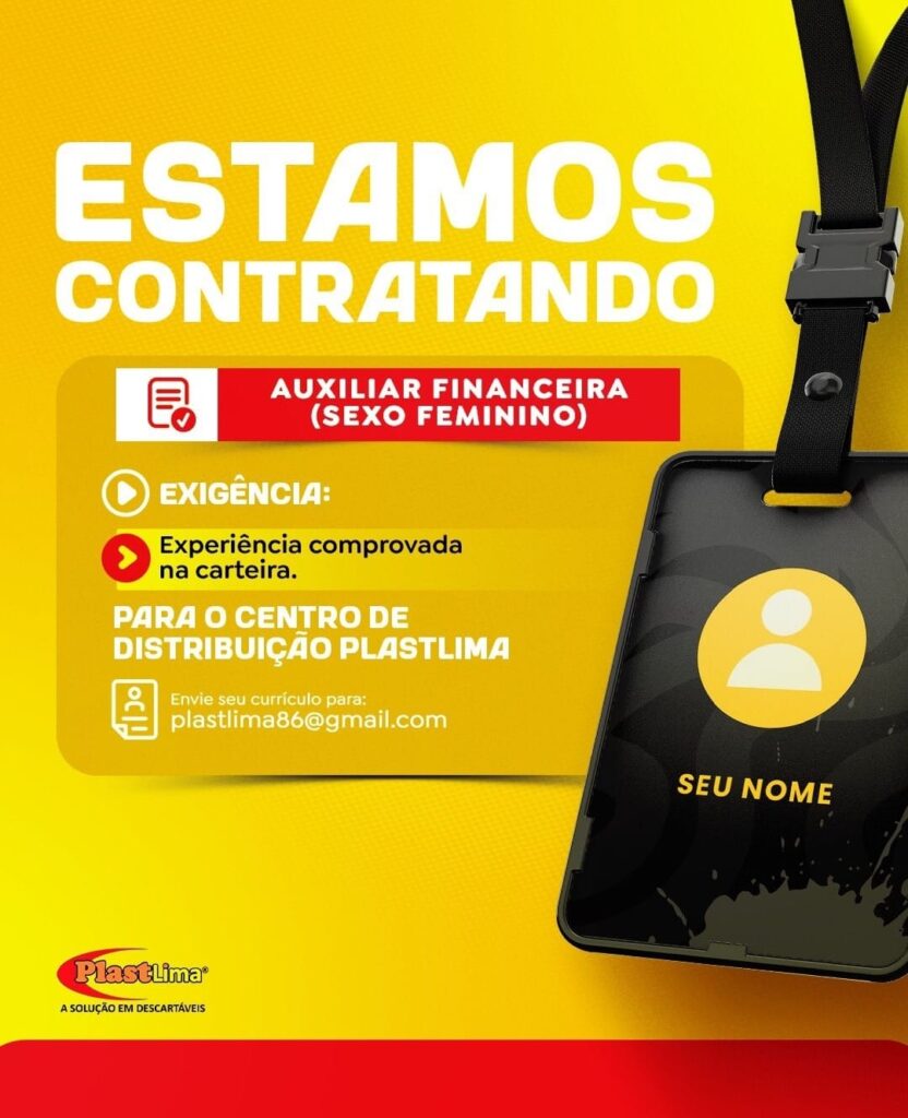 Vaga de emprego para Auxiliar Financeira (Sexo Feminino)