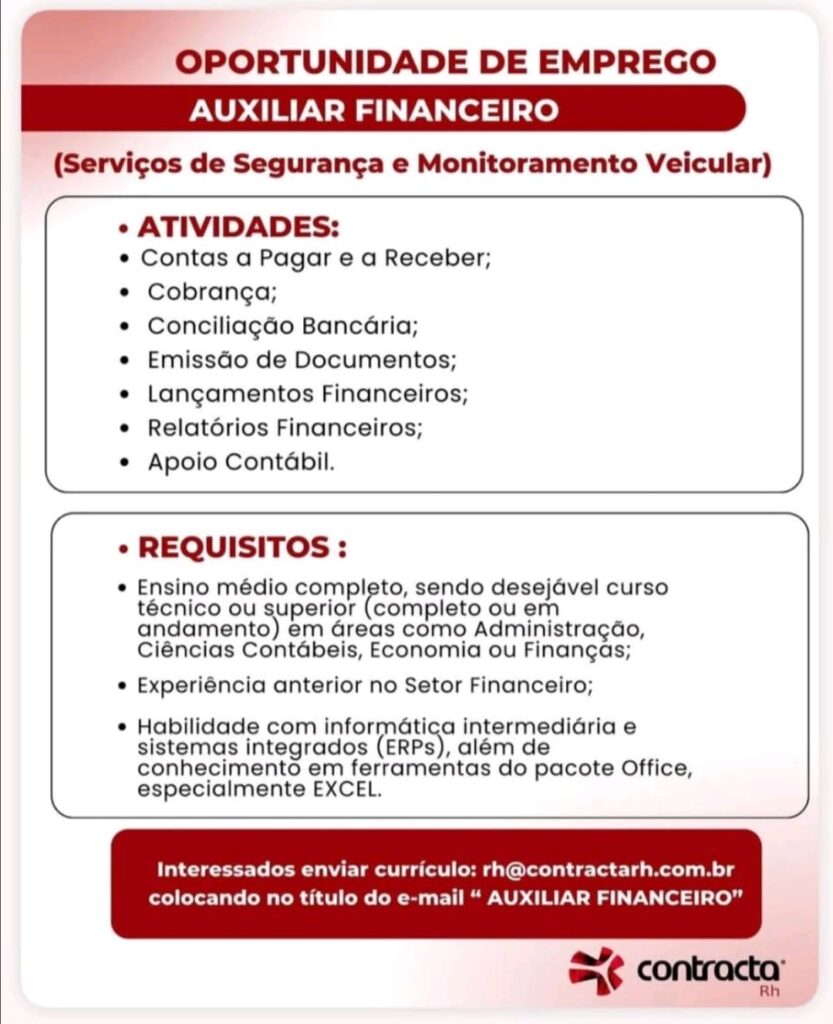 Vaga de emprego para Auxiliar Financeiro
