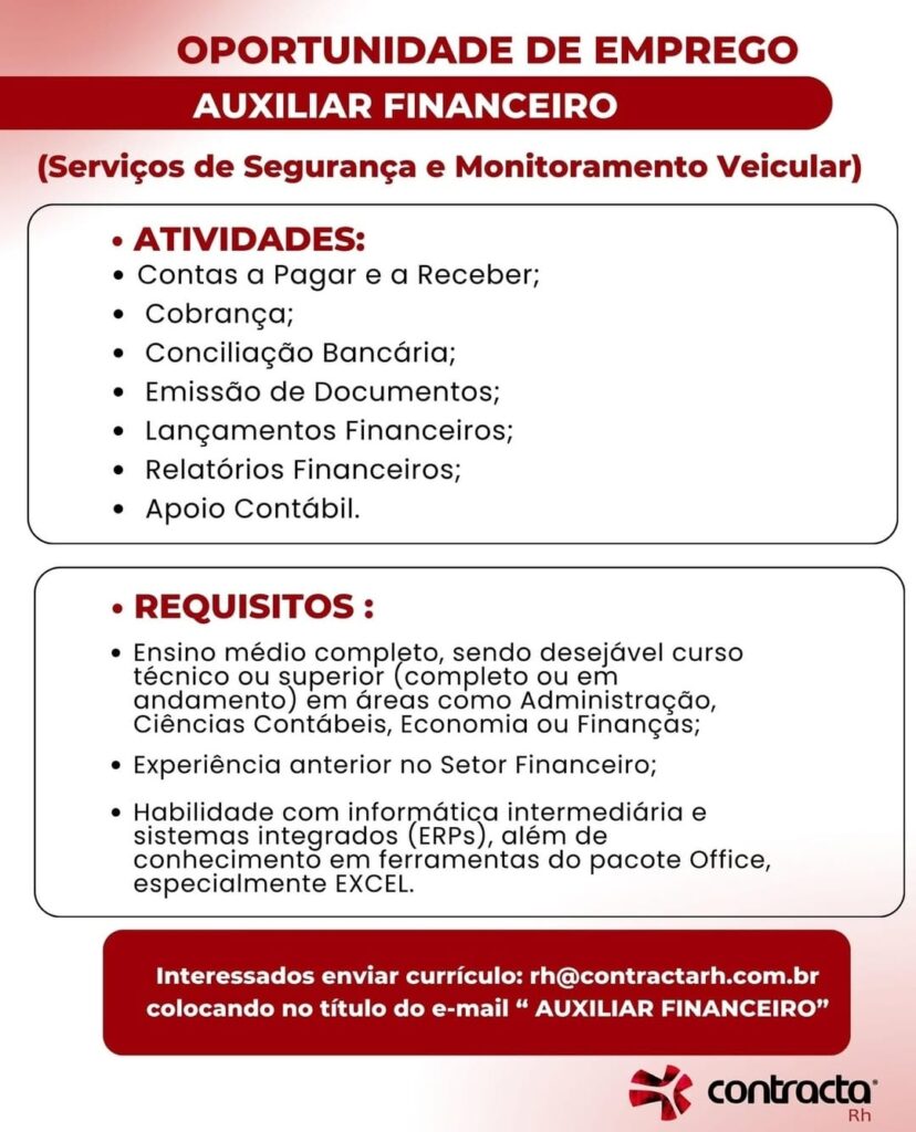 Vaga de emprego para Auxiliar Financeiro