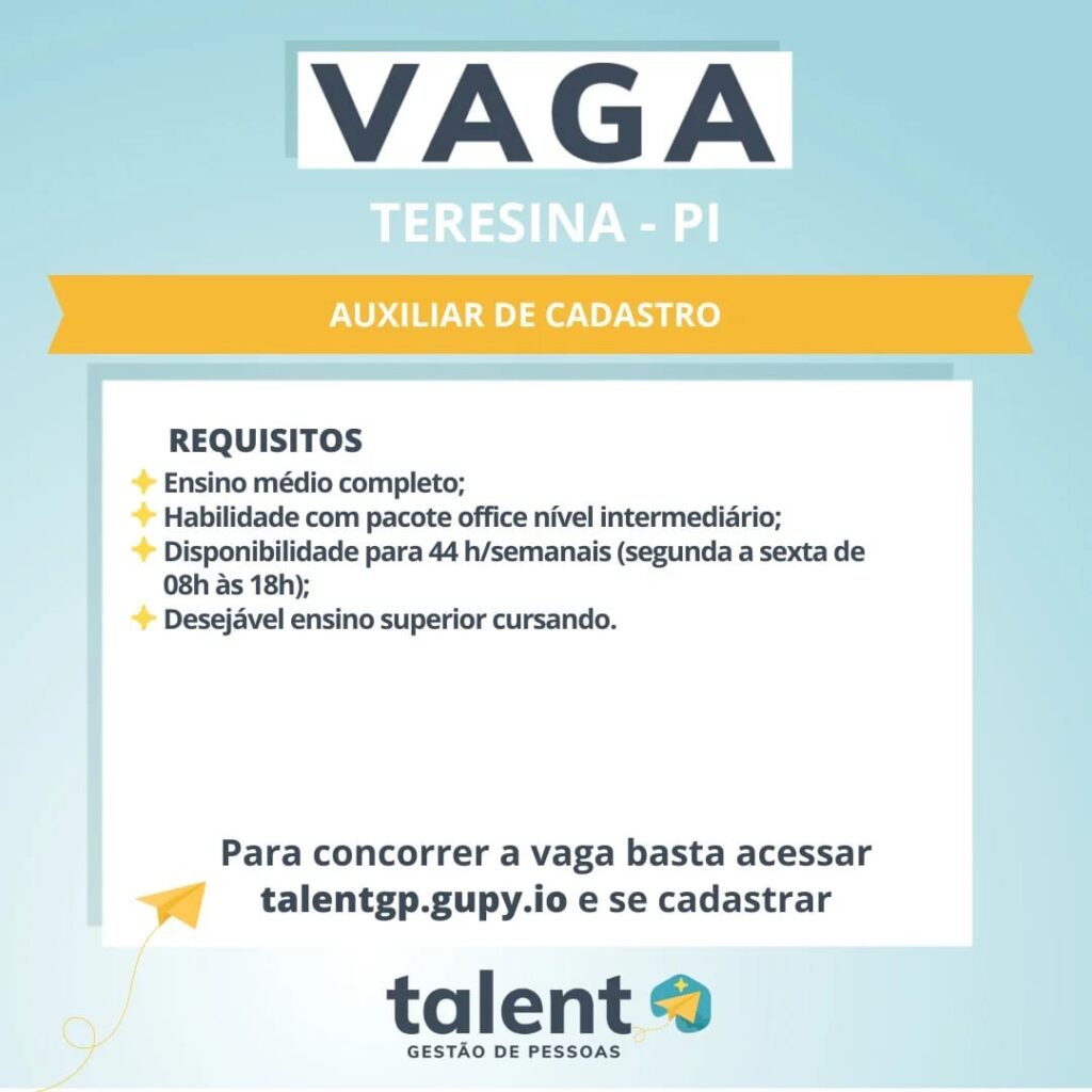 Vaga de emprego para Auxiliar de Cadastro