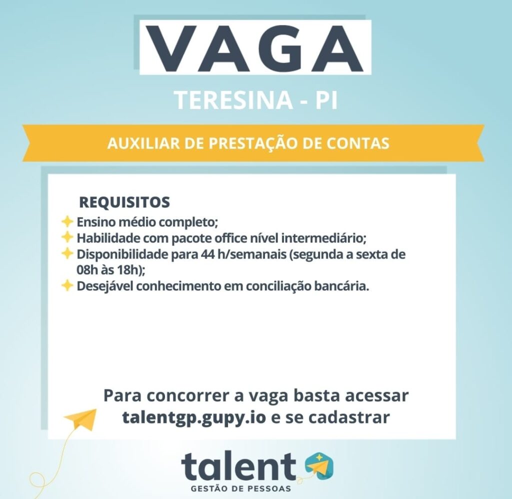Vaga de emprego para Auxiliar de Prestação de Contas
