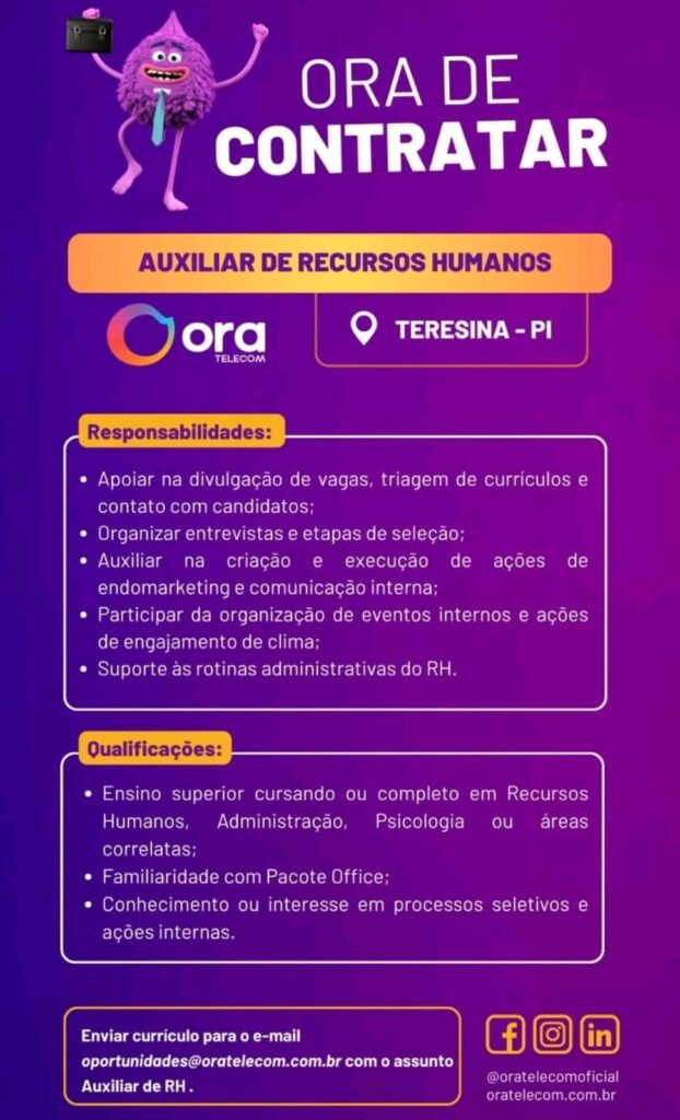 Vaga de emprego para Auxiliar de RH