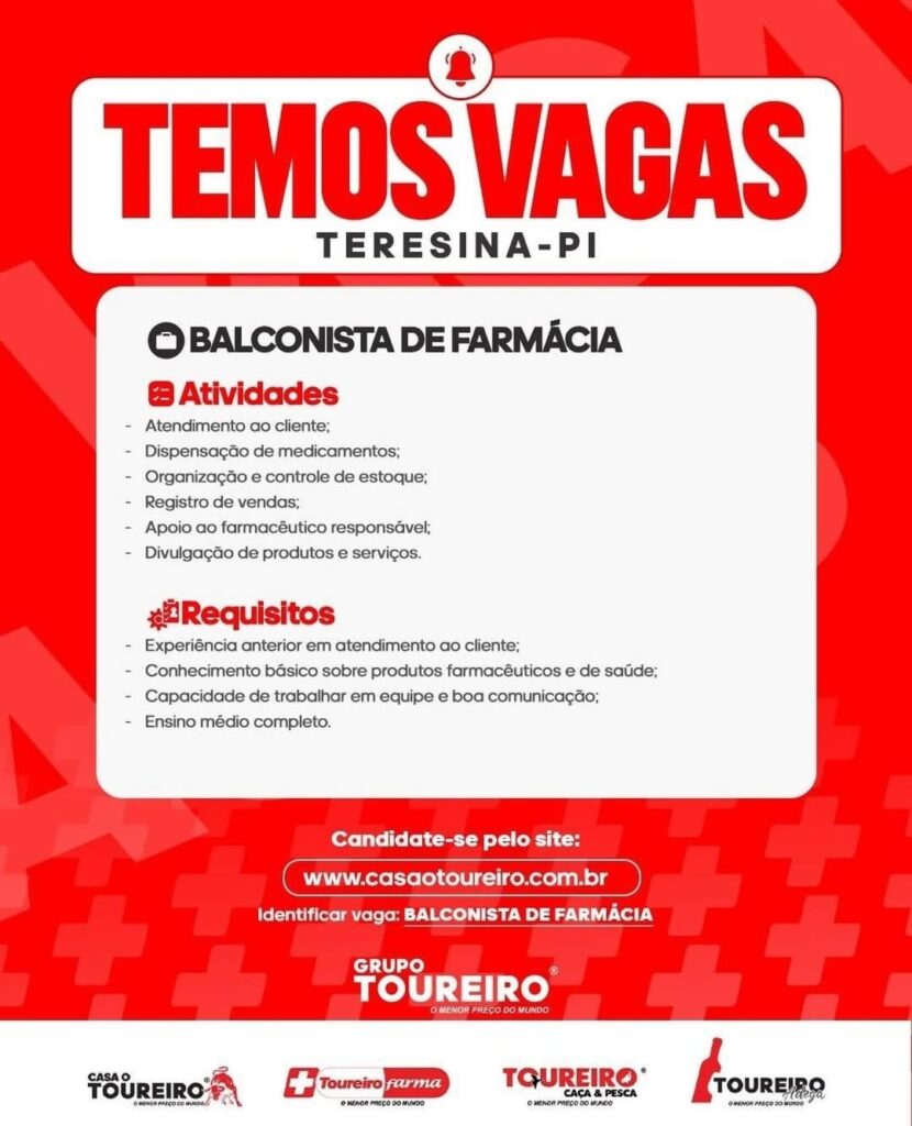 Vaga de emprego para Balconista de Farmácia