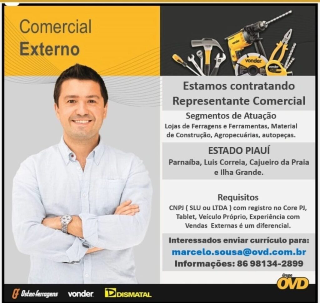Vaga de emprego para Comercial Externo no Piauí