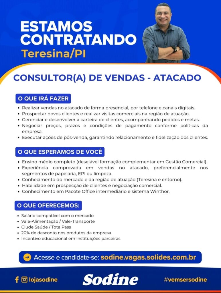 Vaga de emprego para Consultor(a) de Vendas