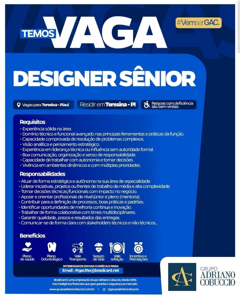 Vaga de emprego para Designer Sênior