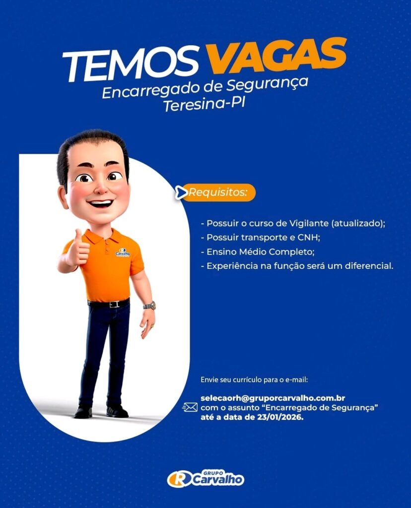 Vaga de emprego para Encarregado de Segurança