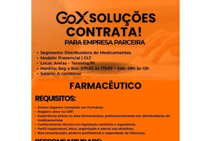 Vaga de emprego para Farmacêutico