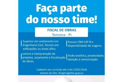 Vaga de emprego para Fiscal de Obras