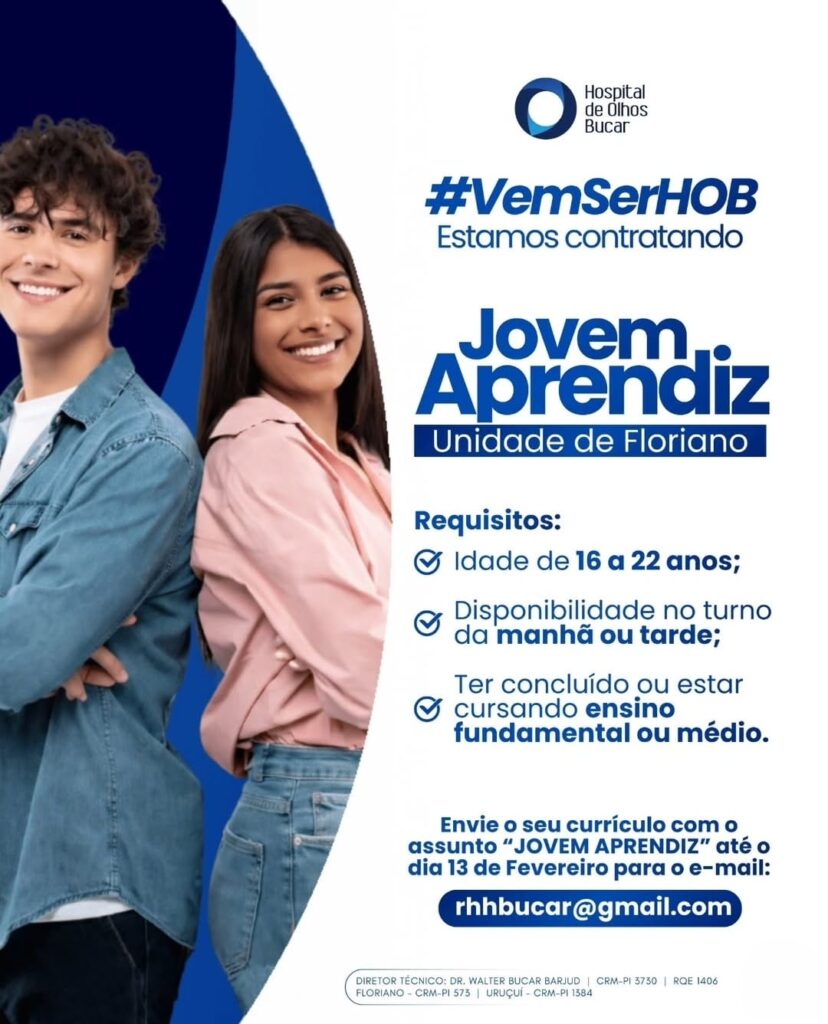 Vaga de emprego para Jovem Aprendiz em Floriano