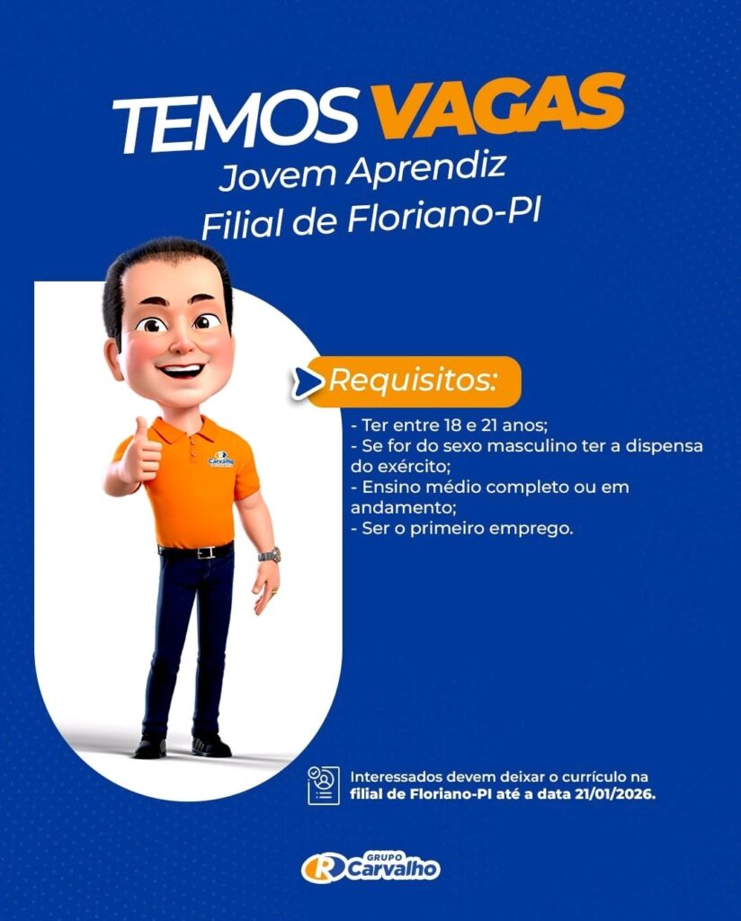 Vaga de emprego para Jovem Aprendiz em Floriano