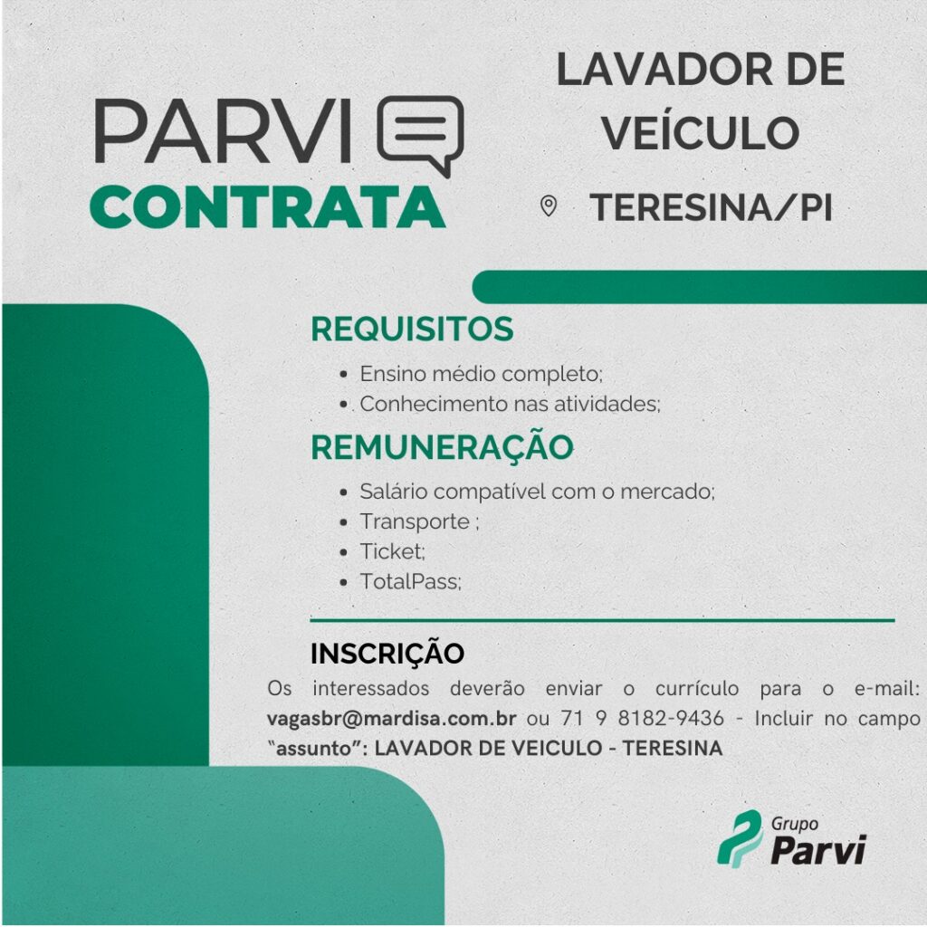 Vaga de emprego para Lavador de Veículo