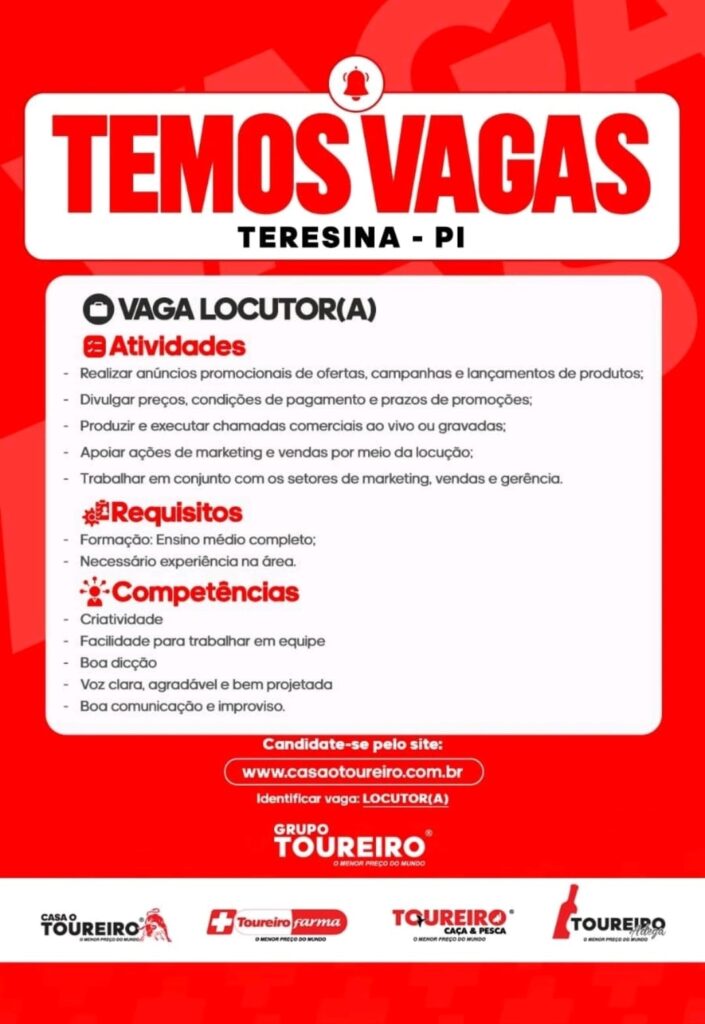 Vaga de emprego para Locutor(a)