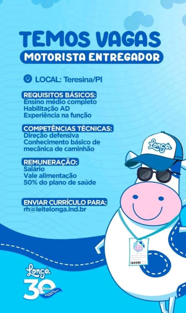 Vaga de emprego para Motorista Entregador