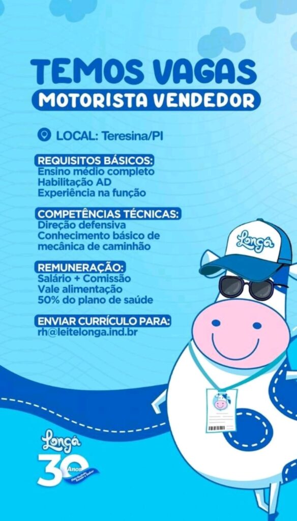 Vaga de emprego para Motorista Vendedor