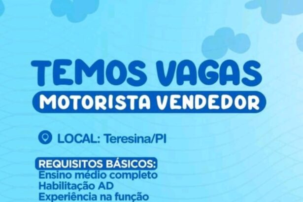 Vaga de emprego para Motorista Vendedor
