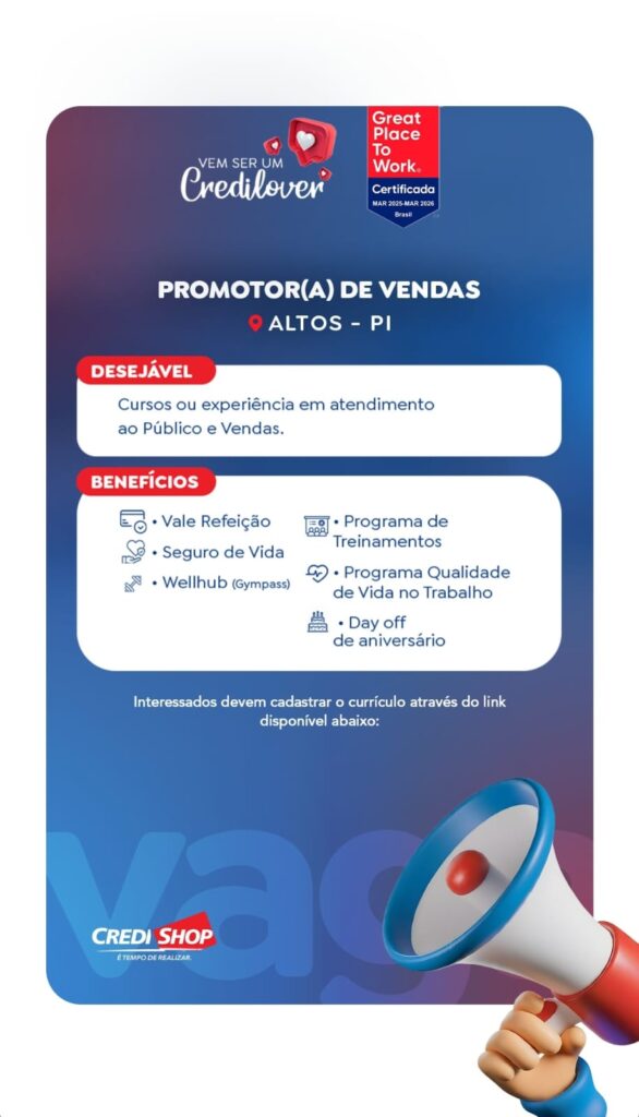 Vaga de emprego para Promotor(a) de Vendas em Altos
