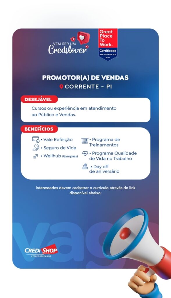 Vaga de emprego para Promotor(a) de Vendas em Corrente