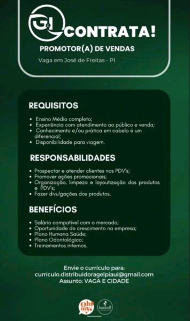 Vaga de emprego para Promotor(a) de Vendas em José de Freitas