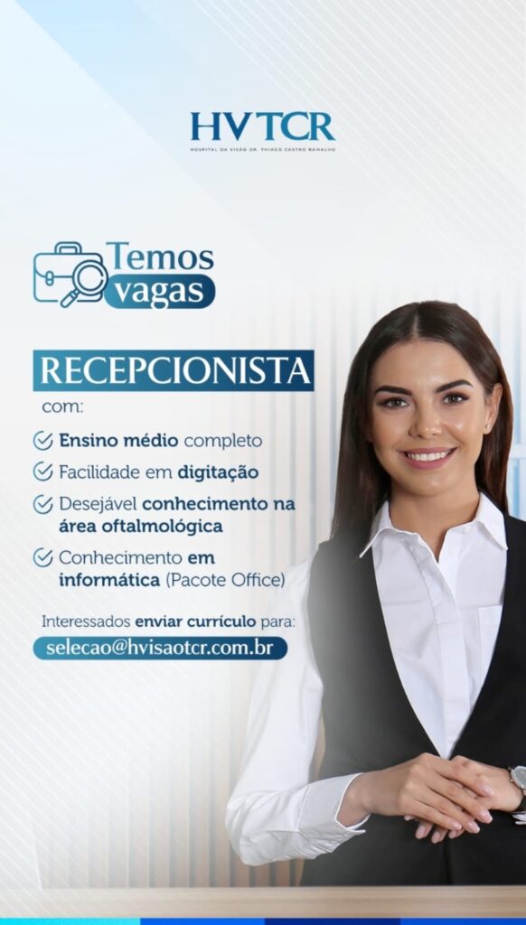 Vaga de emprego para Recepcionista