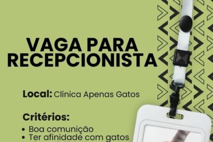 Vaga de emprego para Recepcionista