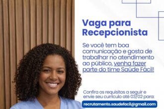 Vaga de emprego para Recepcionista