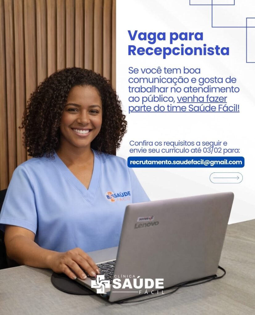 Vaga de emprego para Recepcionista