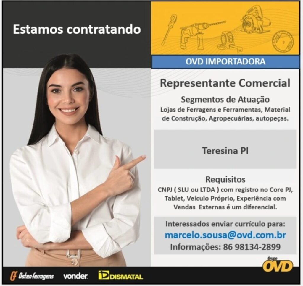 Vaga de emprego para Representante Comercial em Teresina