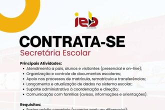 Vaga de emprego para Secretária Escolar