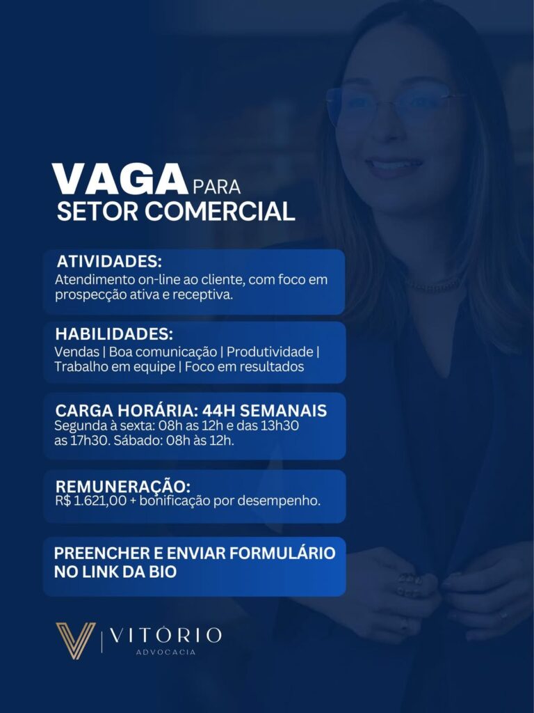 Vaga de emprego para Setor Comercial
