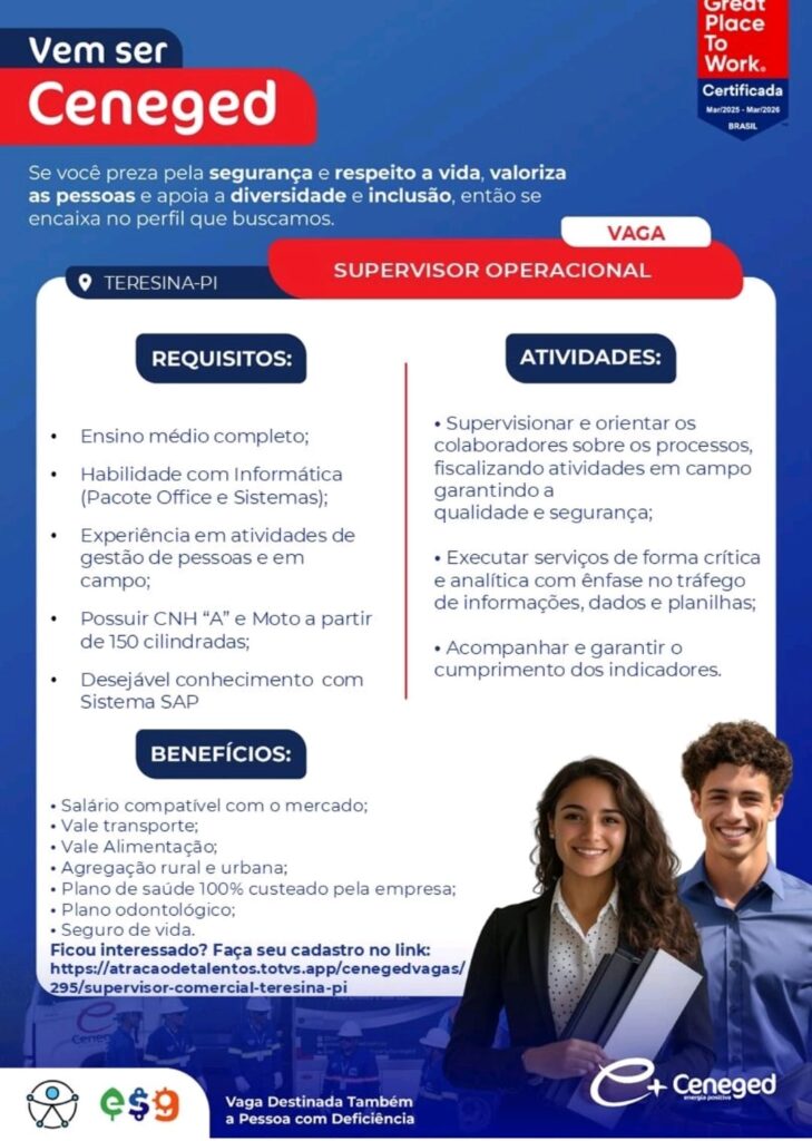 Vaga de emprego para Supervisor Operacional